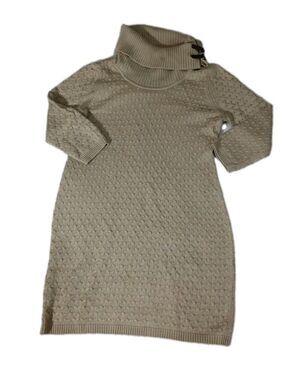 Calvin Klein Modern KHAKI Buckled Cowl Neck Knit Sweater Dress size XL
